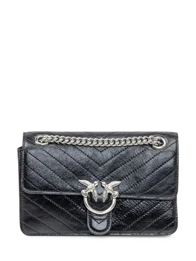 Pinko Love Mini Puff Quilted Leather In Black