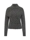 Pinko Lurex Grey Sweater With High Neck In Gray