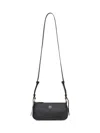 Pinko Mini Half Moon Baguette Leather Bag With Logo In Black