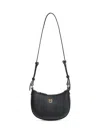 Pinko Baby Half Moon Leather Shoulder Bag In Black