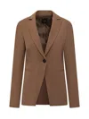 Pinko Single-breasted Blazer In Stretch Fabric In Brown