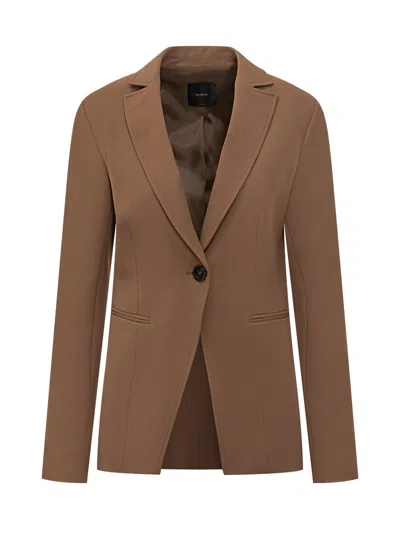 Pinko Single-breasted Blazer In Stretch Fabric In Brown