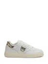 Pinko Metallic-panel Lace-up Sneakers In White