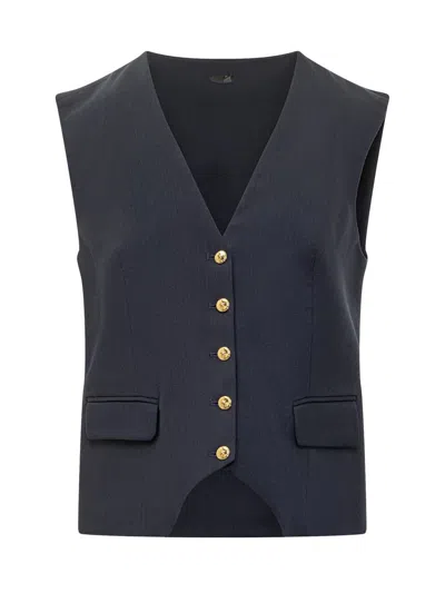 Pinko Tailored Vest With Gold Buttons In Blue