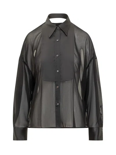 Pinko Transparent Organza Shirt In Black