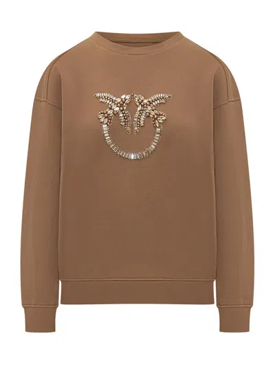 Pinko Women's Brown Sweatshirt With Jewel Logo