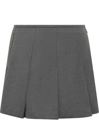 Pinko Wool Pleated Miniskirt In Gray