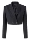 Pinko Pinstripe Cropped Jacket In Blue