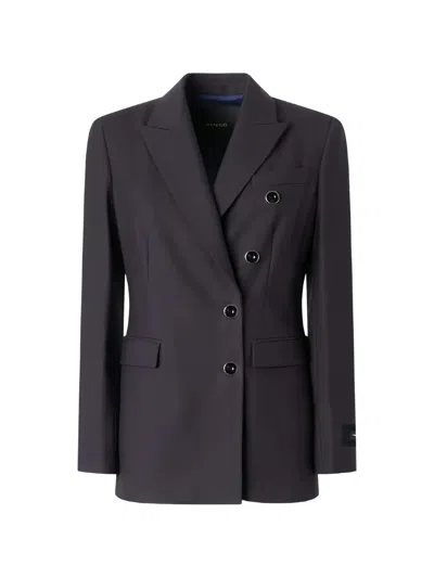 Pinko Double-breasted Slim-fit Wool-blend Jacket In Gray