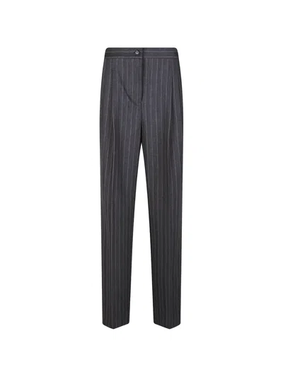 Pinko Pinstripe Pleated Trousers In Gray