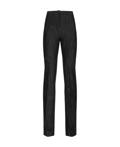 Pinko Pinstriped Flared Tailored Trousers In Black