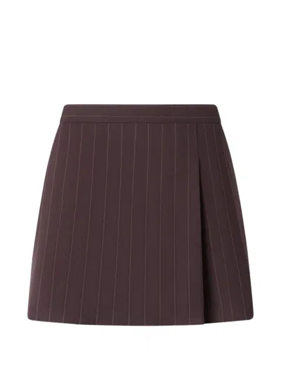 Pinko Pinstriped Mini Skirt With Macro-pleats In Brown