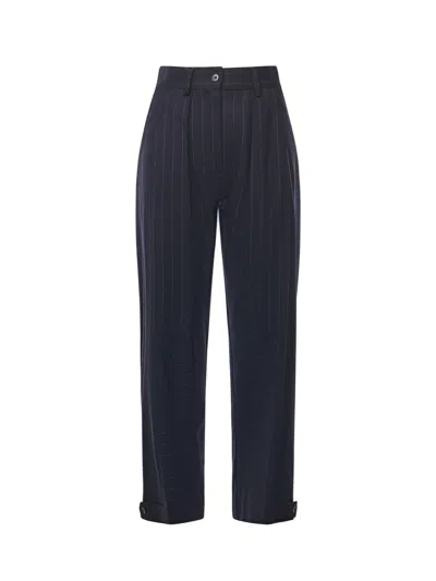 Pinko Pinstriped Wool Balloon Trousers In Animal Print