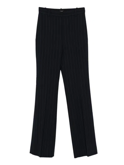 Pinko Pinstriped Wool Blend Trousers In Black