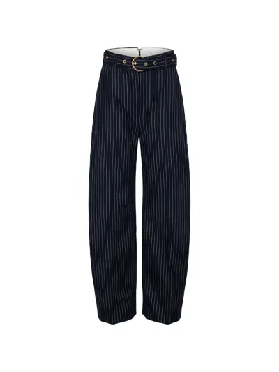 Pinko Pinstripe-pattern Belted Trousers In Blue