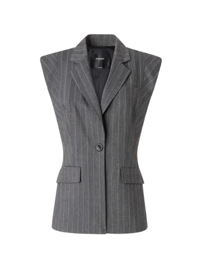 Pinko Pinstripe-pattern Padded-shoulder Waistcoat In Gray