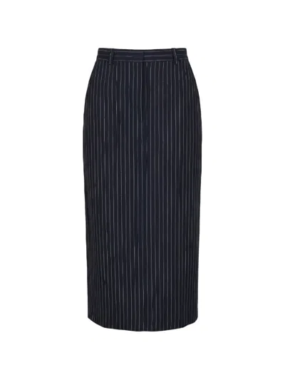 Pinko Pinstripe-pattern Pencil Maxi Skirt In Blue