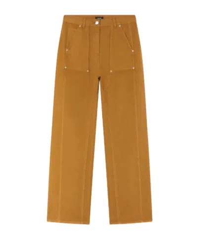 Pinko Pipa Cotton Trousers In Brown