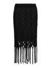 Pinko Interwoven Fringed Skirt In Black