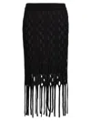 Pinko Interwoven Fringed Skirt In Nero
