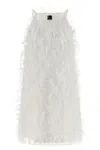 Pinko Feathered A-line Mini Dress In White