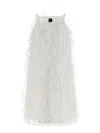Pinko Feathered A-line Mini Dress In White