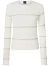 Pinko Pull En Maille Côtelée À Rayures Métallisées In White