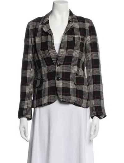 Pre-owned Pinko Plaid Print Blazer In Black