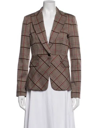 Pre-owned Pinko Plaid Print Blazer In Brown