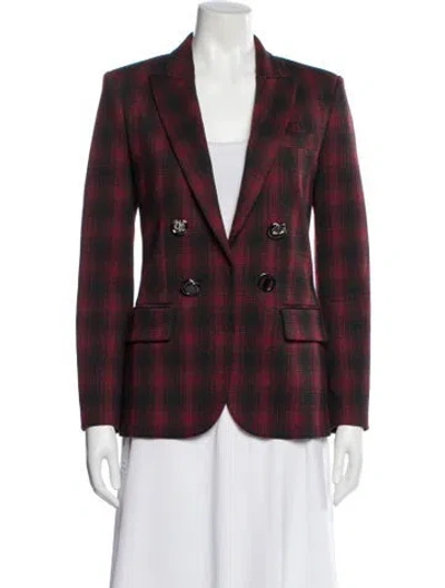 Pre-owned Pinko Plaid Print Blazer In Burgundy