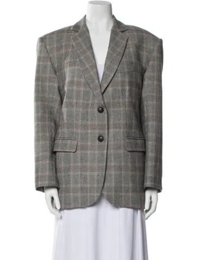 Pre-owned Pinko Plaid Print Blazer In Gray