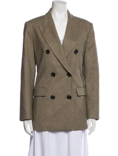 Pre-owned Pinko Plaid Print Blazer In Green