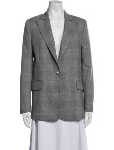 Pre-owned Pinko Plaid Print Blazer In White