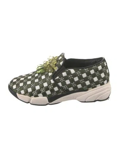 Pre-owned Pinko Plaid Print Chunky Sneakers In Green