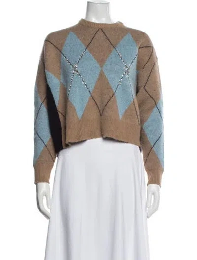 Pre-owned Pinko Plaid Print Crew Neck Sweater In Blue