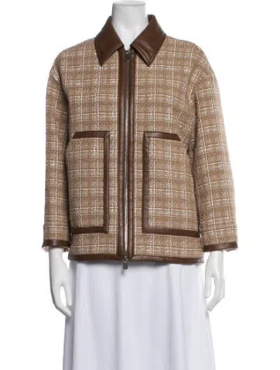 Pre-owned Pinko Plaid Print Jacket In Brown