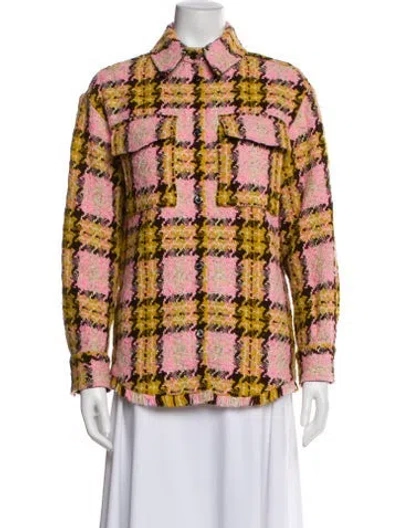 Pre-owned Pinko Plaid Print Jacket In Pink