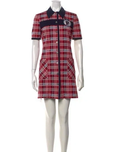 Pre-owned Pinko Plaid Print Mini Dress In Red