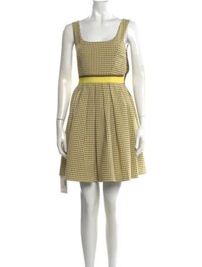 Pre-owned Pinko Plaid Print Mini Dress In Yellow