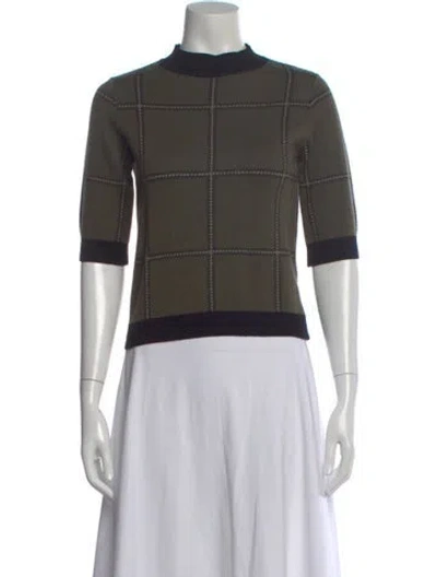 Pre-owned Pinko Plaid Print Mock Neck Sweater In Green