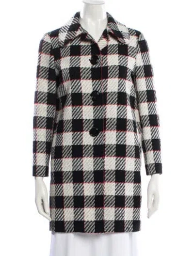 Pre-owned Pinko Plaid Print Peacoat In Multi