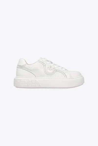 Pinko Platform Sneakers With Monogram Detail In Blanc Lait