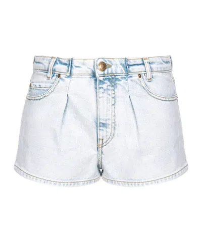 PINKO PLEAT-DETAIL DENIM SHORTS
