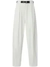 Pinko Wide Cotton Trousers With Belt In White