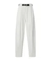 Pinko Wide Cotton Trousers With Belt In White