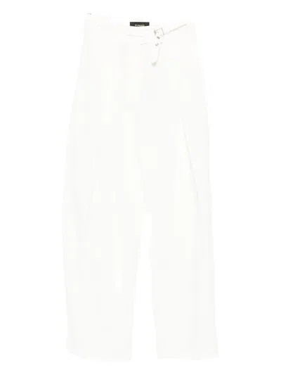 Pinko Pleated Belted Straight Trousers In White