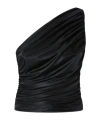 Pinko One-shoulder Draped Top With Ruched Detailing In Black