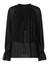 Pinko Blouse With Satin Stripes And Beaded Embroidery In Black