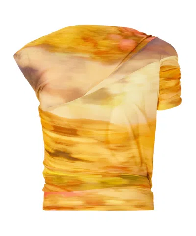 Pinko Pleated Blouse In Yellow