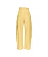 Pinko Belted Butter Yellow Trouser With Layered Details In Yellow